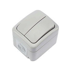 Выключатель двухклавишный Mini OG OG IP54, о/у, серый KRANZ KR-78-0833