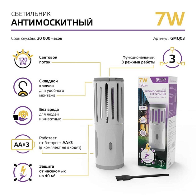 Антимоскитный светодиодный светильник Gauss Mosquito GMQ03 Фото № 11