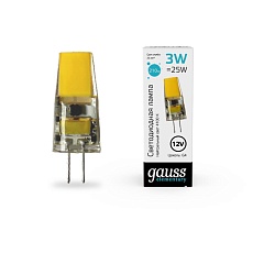 Лампа cветодиодная Gauss G4 3W 4100K прозрачная 18723 3