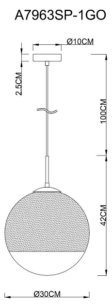 Подвесной светильник Arte Lamp Jupiter Gold A7963SP-1GO изображение 2 Подвесной светильник Arte Lamp Jupiter Gold A7963SP-1GO Фото № 2