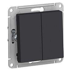 Переключатель двухклавишный проходной Systeme Electric AtlasDesign 10A 250V карбон ATN001065