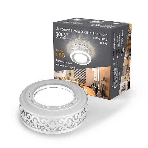 Встраиваемый светильник Gauss Backlight с подсветкой BL090 Фото № 5