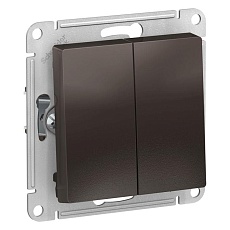 Переключатель двухклавишный проходной Systeme Electric AtlasDesign 10A 250V мокко ATN000665