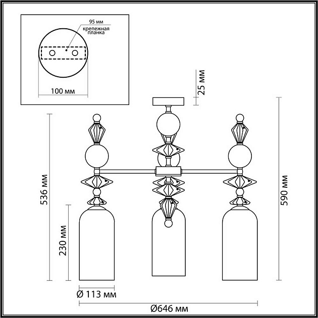 Подвесная люстра Odeon Light Classic Bizet 4855/3C изображение 6 Подвесная люстра Odeon Light Classic Bizet 4855/3C Фото № 6