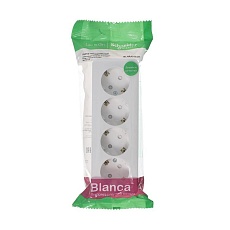 Розетка четырехместная 2К+З Systeme Electric Blanca 16A 250V со шторками белая BLNRA011411