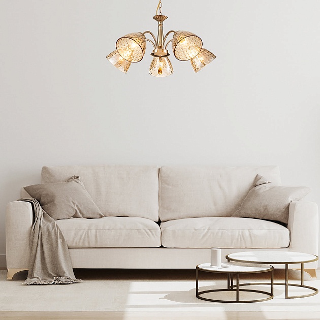 Подвесная люстра Escada Freesia 658/5PL Gold изображение 2 Подвесная люстра Escada Freesia 658/5PL Gold Фото № 2