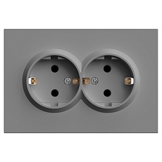 Розетка 2-местная с защитной шторкой, STEKKER, с/з, 250В, 16А, серия Эмили, RST16-5114-10, платиново-серый, soft touch 49960