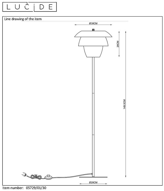 Торшер Lucide Jericho 05729/01/30 Фото № 7