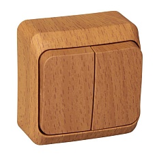 Выключатель двухклавишный Systeme Electric Этюд 10A 250V бук BA10-002T