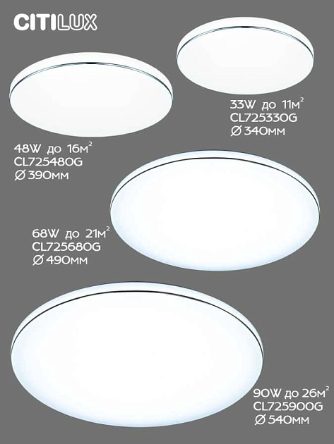 Потолочный светодиодный светильник Citilux Лаконика CL725680G изображение 7 Потолочный светодиодный светильник Citilux Лаконика CL725680G Фото № 7