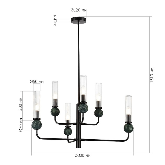 Подвесная люстра ST Luce Medea SL1244.403.06 изображение 2 Подвесная люстра ST Luce Medea SL1244.403.06 Фото № 2