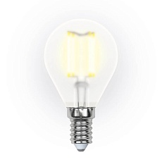 Лампа светодиодная филаментная Uniel E14 6W 3000K матовая LED-G45-6W/WW/E14/FR PLS02WH UL-00000303