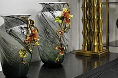 Ваза стеклянная зеленая с цветком 55RV6816S  1