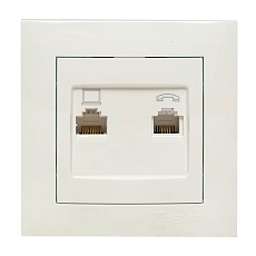 Валенсия розетка RJ-45+RJ11 2-местная белая EKF PROxima EWK02-035-30