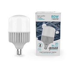 Лампа светодиодная Gauss E40 80W 4000K матовая 63428 1