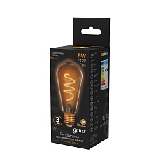 Лампа светодиодная филаментная Gauss E27 6W 2400K золотая 157802006 3