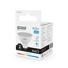 Лампа светодиодная Gauss GU5.3 3.5W 4100K матовая 13524 1