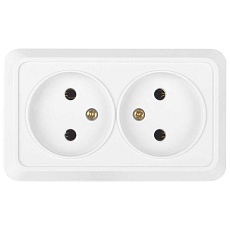 Розетка двойная 2П открытой установки IP20 10А 250В (керамика) белая 