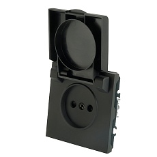 RST16-5113-05 Розетка 1-местная с крышкой с защ. штор STEKKER, б/з, 250В, 16А, серия Эмили, RST16-5113-05, черный уголь, soft touch 49852 5