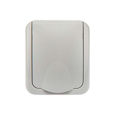 Розетка одноместная (керамика) Mini OG IP54, с заземлением, о/у, серая KRANZ KR-78-0815 1