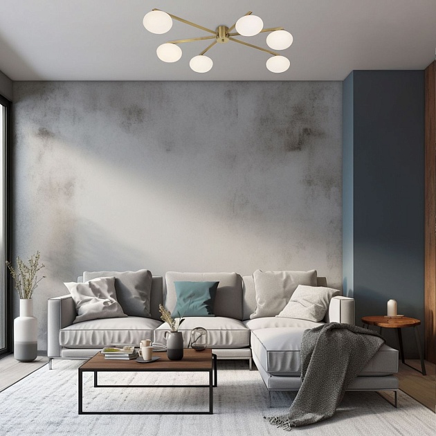 Потолочная люстра Eurosvet Opaline 70220/6 латунь Smart Фото № 4