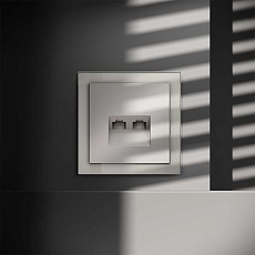 Розетка компьютерная встраиваемая Voltum S70 двойная RJ45+RJ45 кат.6, (кашемир) VLS060203 2