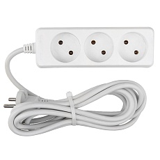 Удлинитель бытовой General GES-10-2x075-3-5m, 10А, 2х0,75 мм2, 3 места, 5 метров, без заземления, без выключателя