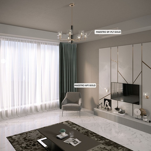 Подвесная люстра Crystal Lux Maestro SP-PL7 Gold изображение 5 Подвесная люстра Crystal Lux Maestro SP-PL7 Gold Фото № 5