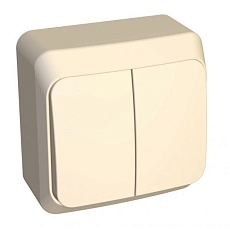Выключатель двухклавишный Systeme Electric Этюд 10A 250V с подсветкой кремовый BA10-006K