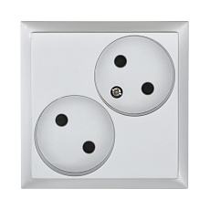 Розетка LK Studio двойная без з/к, со шторками (серебристый металлик) LK60 863603-1