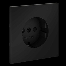 Накладка для розетки с заземлением и защитными шторками S70 (черный матовый) Voltum VLS000708