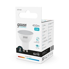 Лампа светодиодная Gauss GU10 5.5W 4100K матовая 13626 2