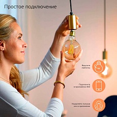 Лампа светодиодная диммируемая филаментная Gauss Smart Home Filament E27 7W 2500K золотистая 1320112 1
