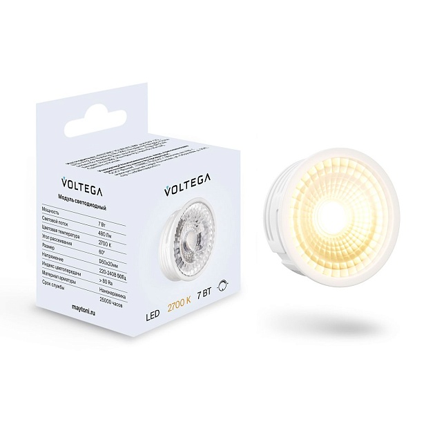 Светодиодный диммируемый модуль Voltega 7W 2700K прозрачный 7204 Фото № 1
