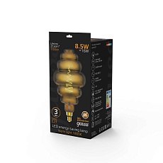Лампа светодиодная филаментная Gauss E27 8,5W 1800K серая 161802005 1