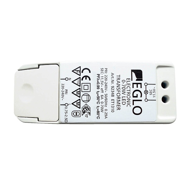 Трансформатор диммируемый Eglo Electronic 11,5V 70W IP20 6A 92348 изображение 1 Трансформатор диммируемый Eglo Electronic 11,5V 70W IP20 6A 92348 Фото № 1