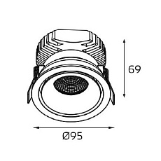 Встраиваемый светодиодный диммируемый светильник Italline IT02-008 Dim black 2