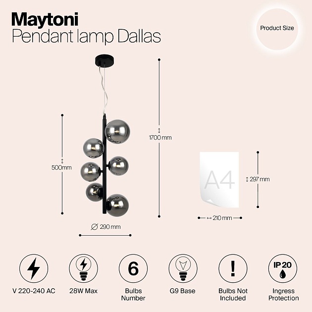 Подвесной светильник Maytoni Dallas MOD545PL-06B изображение 2 Подвесной светильник Maytoni Dallas MOD545PL-06B Фото № 2