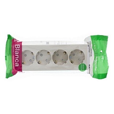 Розетка четырехместная 2К+З Systeme Electric Blanca 16A 250V со шторками бежевая BLNRA011417