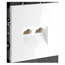 Розетка компьютерная встраиваемая Voltum S70 двойная RJ45+RJ45 кат.6, (белый глянцевый) VLS060201