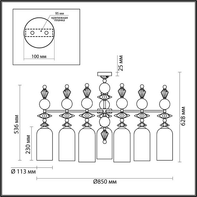 Подвесная люстра Odeon Light Classic Bizet 4855/7C изображение 6 Подвесная люстра Odeon Light Classic Bizet 4855/7C Фото № 6