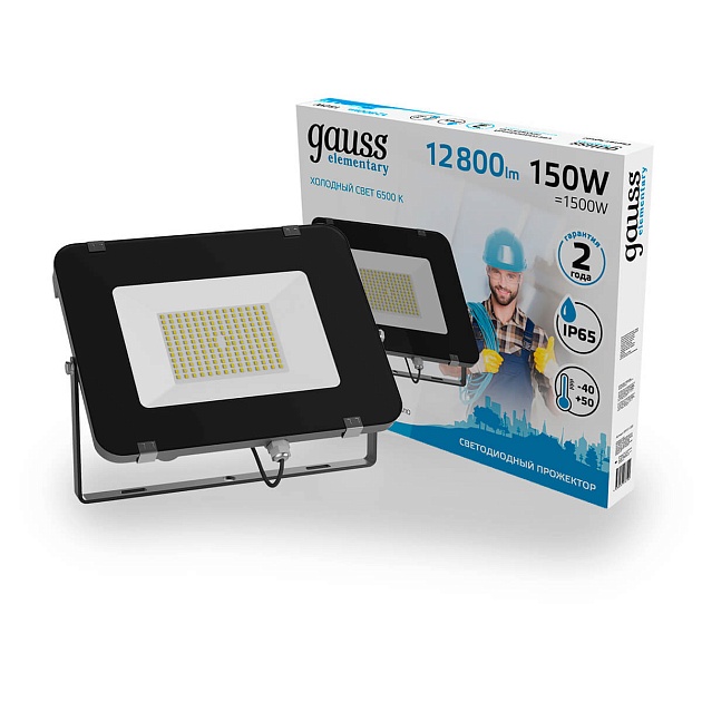 Прожектор светодиодный Gauss Elementary 150W 6500К 691511150 изображение 2 Прожектор светодиодный Gauss Elementary 150W 6500К 691511150 Фото № 2