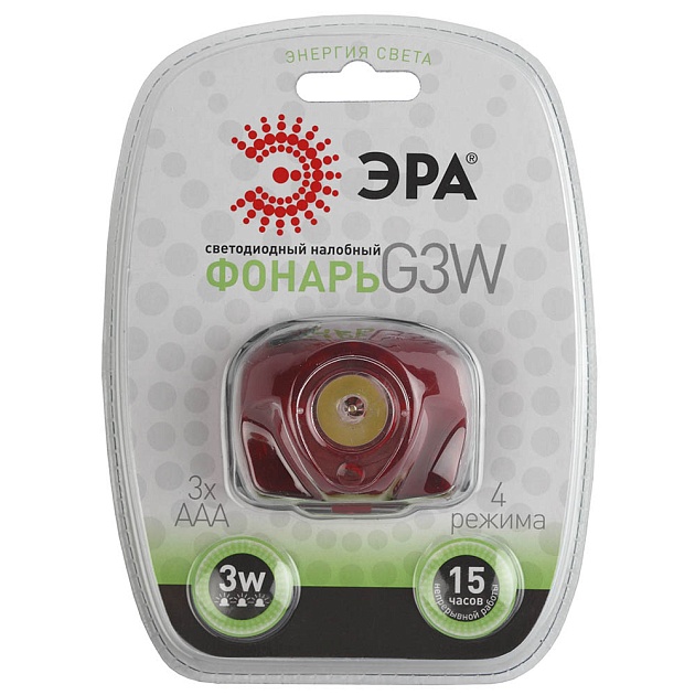Налобный светодиодный фонарь ЭРА от батареек G3W Б0002249 Фото № 2