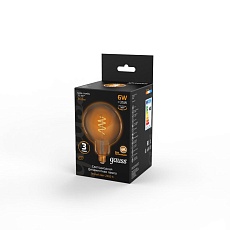 Лампа светодиодная филаментная Gauss E27 6W 2400K золотая 158802008 3