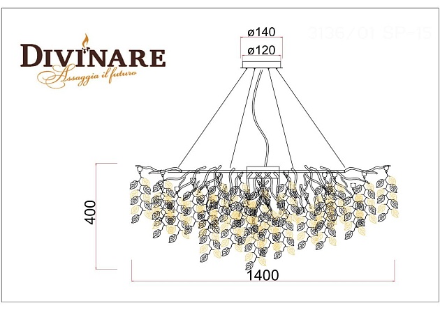 Подвесная люстра Divinare Salice 3136/01 SP-15 изображение 2 Подвесная люстра Divinare Salice 3136/01 SP-15 Фото № 2
