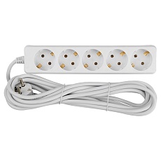 Удлинитель бытовой General GES-16-3x100-5-7m, 16А, 3х1 мм2, 5 мест, 7 метров, с заземлением, без вылючателя