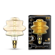 Лампа светодиодная филаментная Gauss E27 8W 2400K золотая 161802008 3