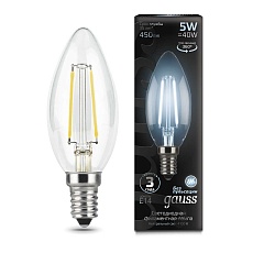 Лампа светодиодная Gauss E14 5W 4100K прозрачная 103801205 4
