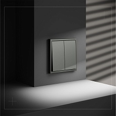 Выключатель встраиваемый Voltum S70 двухклавишный 10А, (титан) VLS020106 3