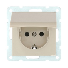 Розетка LK Studio с з/к, шторками и крышкой (бежевый) LK60 863401-1